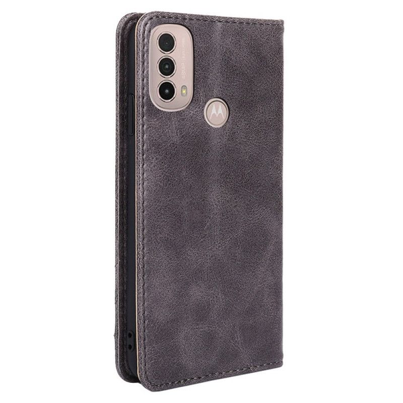 Folio-hoesje Moto E20 / E30 / E40 Telefoonhoesje Stijl Lederen Klinknagel