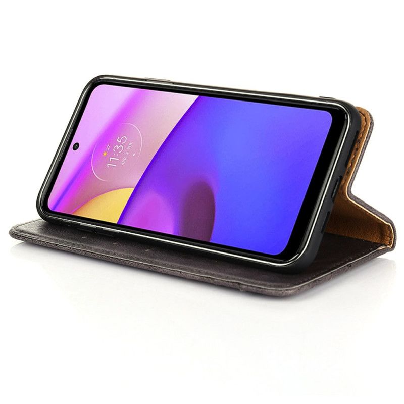 Folio-hoesje Moto E20 / E30 / E40 Telefoonhoesje Stijl Lederen Klinknagel