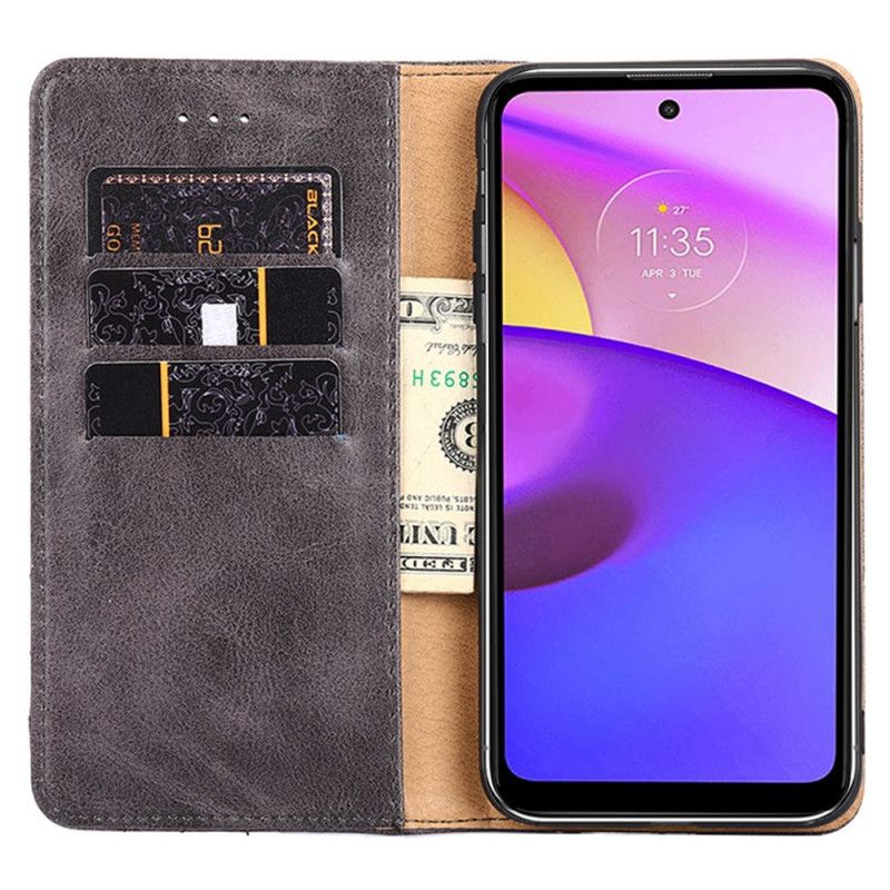 Folio-hoesje Moto E20 / E30 / E40 Telefoonhoesje Stijl Lederen Klinknagel