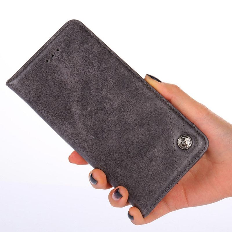 Folio-hoesje Moto E20 / E30 / E40 Telefoonhoesje Stijl Lederen Klinknagel