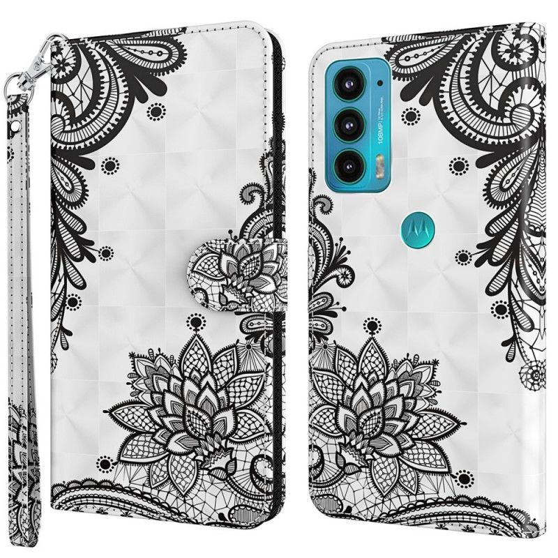 Leren Hoesje Moto E20 / E30 / E40 Chique Kant Bescherming Hoesje