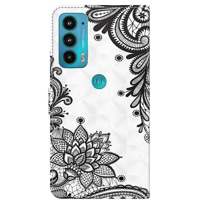 Leren Hoesje Moto E20 / E30 / E40 Chique Kant Bescherming Hoesje