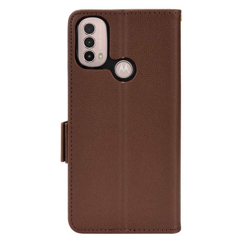 Leren Hoesje Moto E20 / E30 / E40 Flap Dubbele Nieuwe Kleuren Bescherming Hoesje