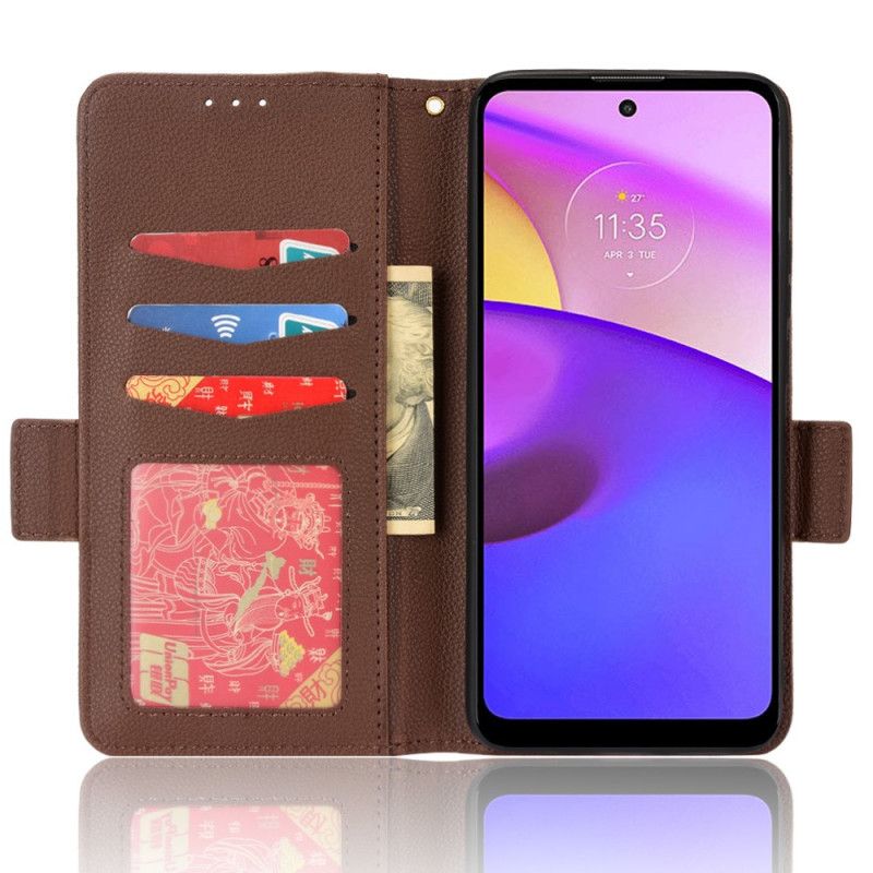 Leren Hoesje Moto E20 / E30 / E40 Flap Dubbele Nieuwe Kleuren Bescherming Hoesje