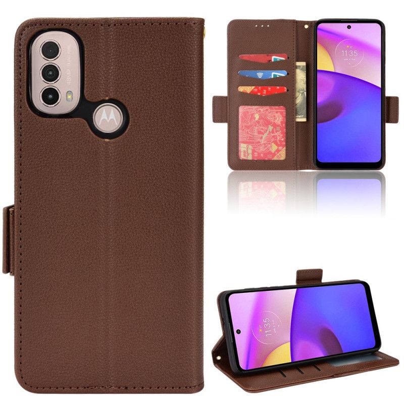Leren Hoesje Moto E20 / E30 / E40 Flap Dubbele Nieuwe Kleuren Bescherming Hoesje