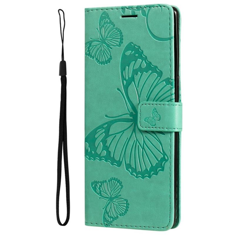 Leren Hoesje Moto E20 / E30 / E40 Gigantische Stringvlinders Bescherming Hoesje