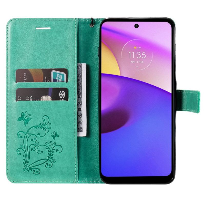 Leren Hoesje Moto E20 / E30 / E40 Gigantische Stringvlinders Bescherming Hoesje