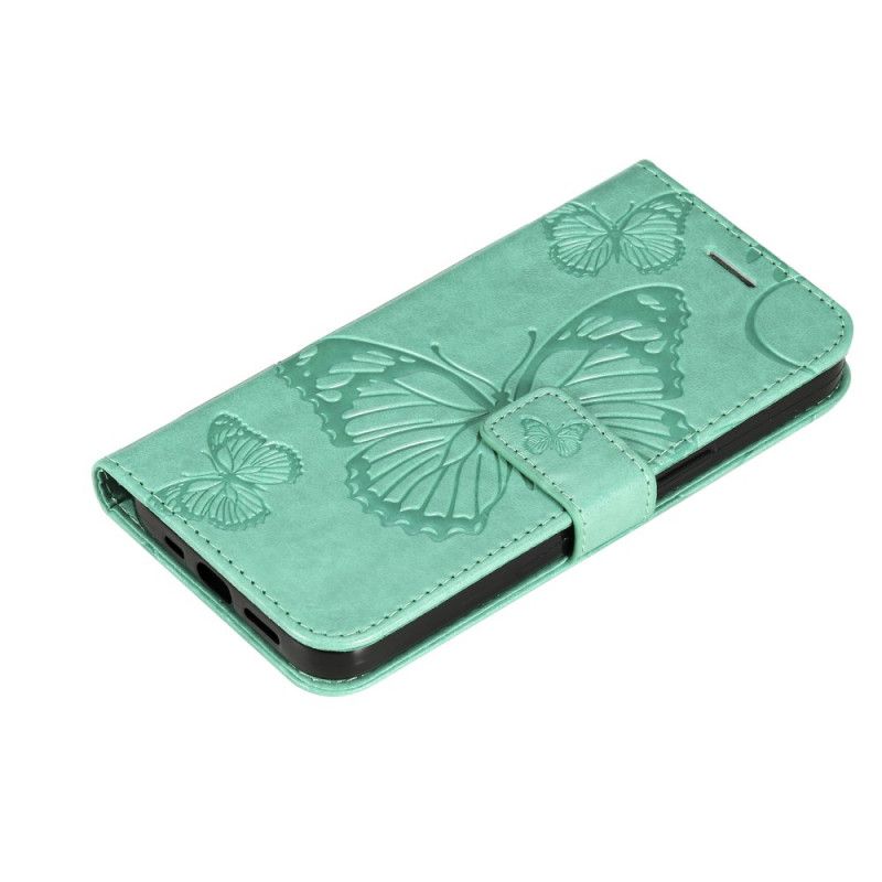 Leren Hoesje Moto E20 / E30 / E40 Gigantische Stringvlinders Bescherming Hoesje