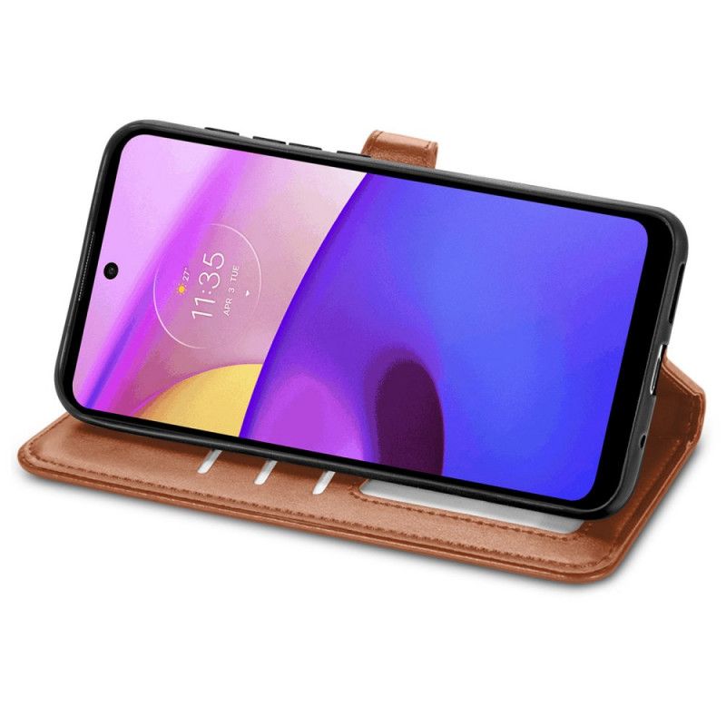 Leren Hoesje Moto E20 / E30 / E40 Kunstleer En Vintage Sluiting