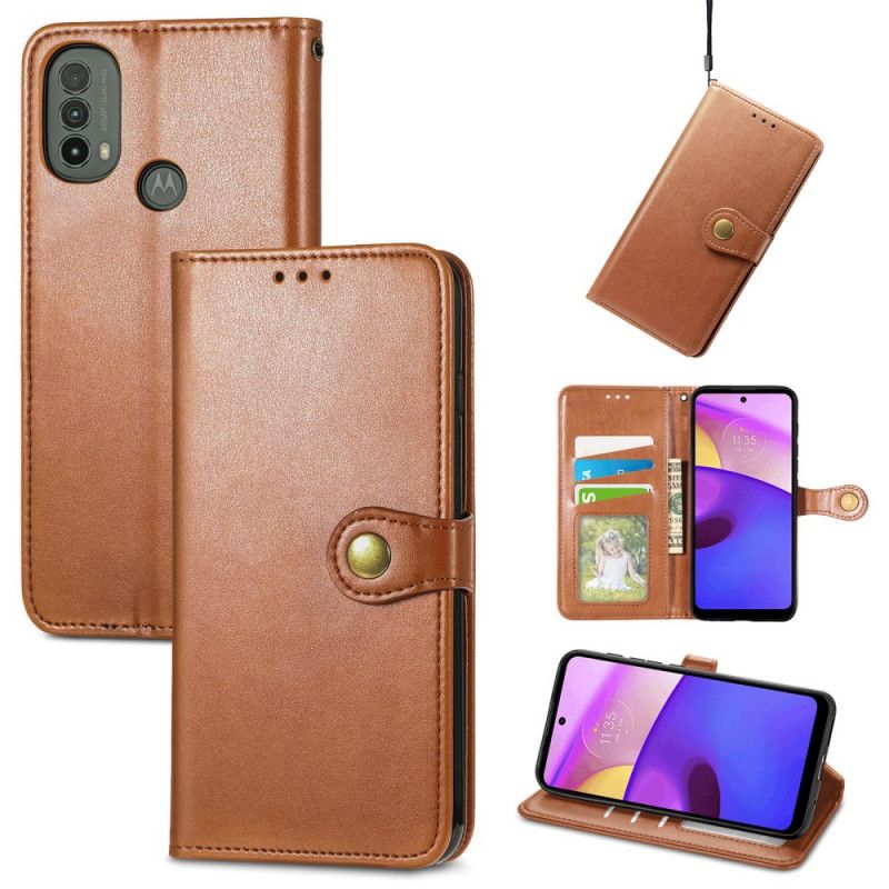 Leren Hoesje Moto E20 / E30 / E40 Kunstleer En Vintage Sluiting