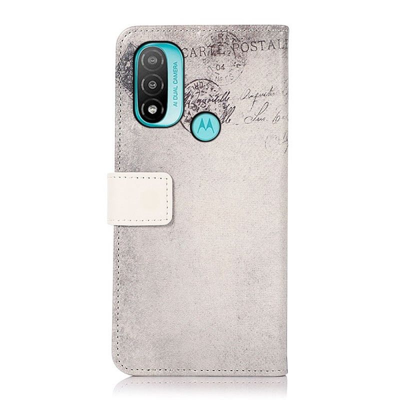 Leren Hoesje Moto E20 / E30 / E40 Reiziger Kat