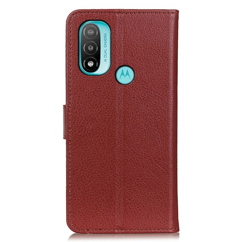 Leren Hoesje Moto E20 / E30 / E40 Traditioneel Lychee Bescherming Hoesje