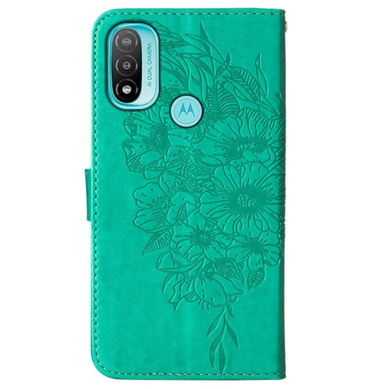 Leren Hoesje Moto E20 / E30 / E40 Vlinderontwerp Bescherming Hoesje