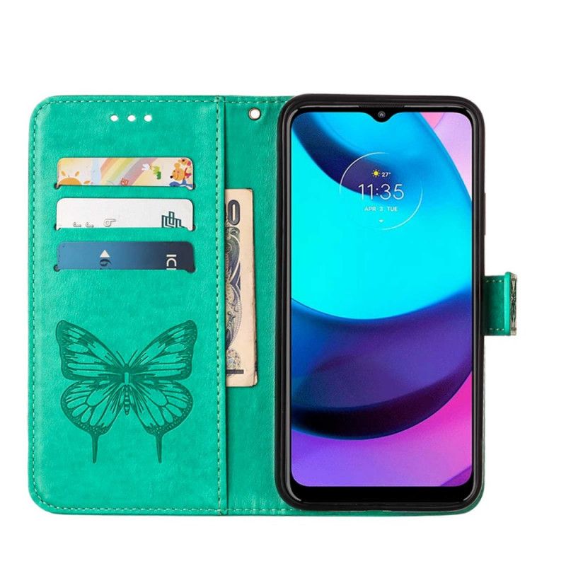 Leren Hoesje Moto E20 / E30 / E40 Vlinderontwerp Bescherming Hoesje