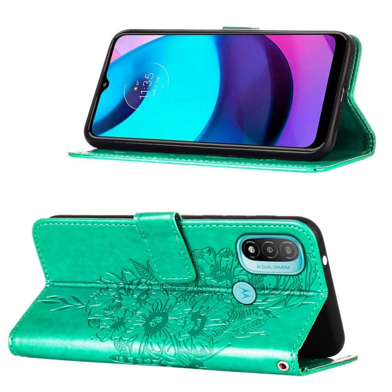 Leren Hoesje Moto E20 / E30 / E40 Vlinderontwerp Bescherming Hoesje