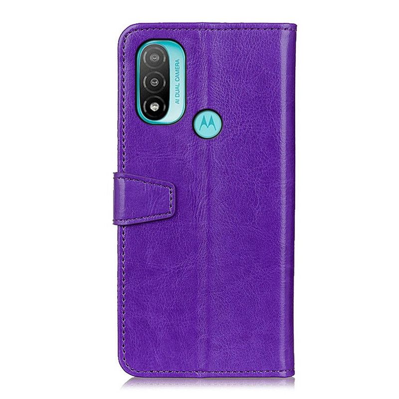 Leren Hoesje Voor Moto E20 / E30 / E40 Eenvoudig Glanzend Leereffect