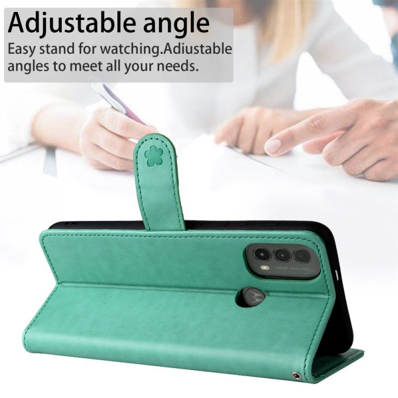 Leren Hoesje Voor Moto E20 / E30 / E40 Kat En Bijen String