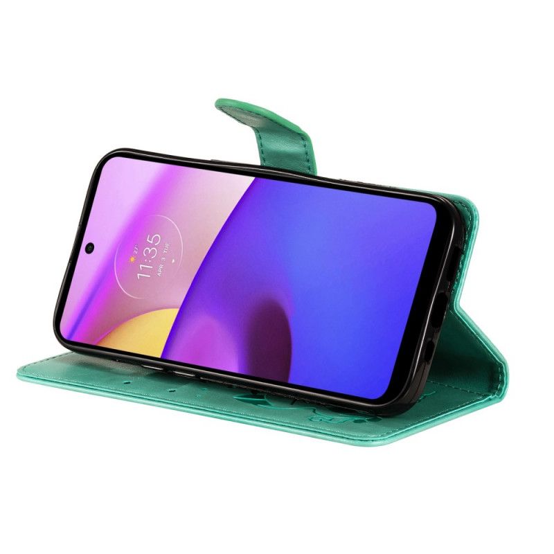 Leren Hoesje Voor Moto E20 / E30 / E40 Kat En Bijen String