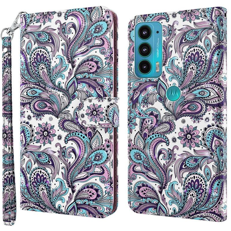 Leren Hoesje Voor Moto E20 / E30 / E40 Paisley-patroon