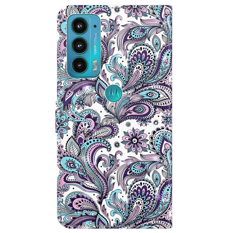 Leren Hoesje Voor Moto E20 / E30 / E40 Paisley-patroon