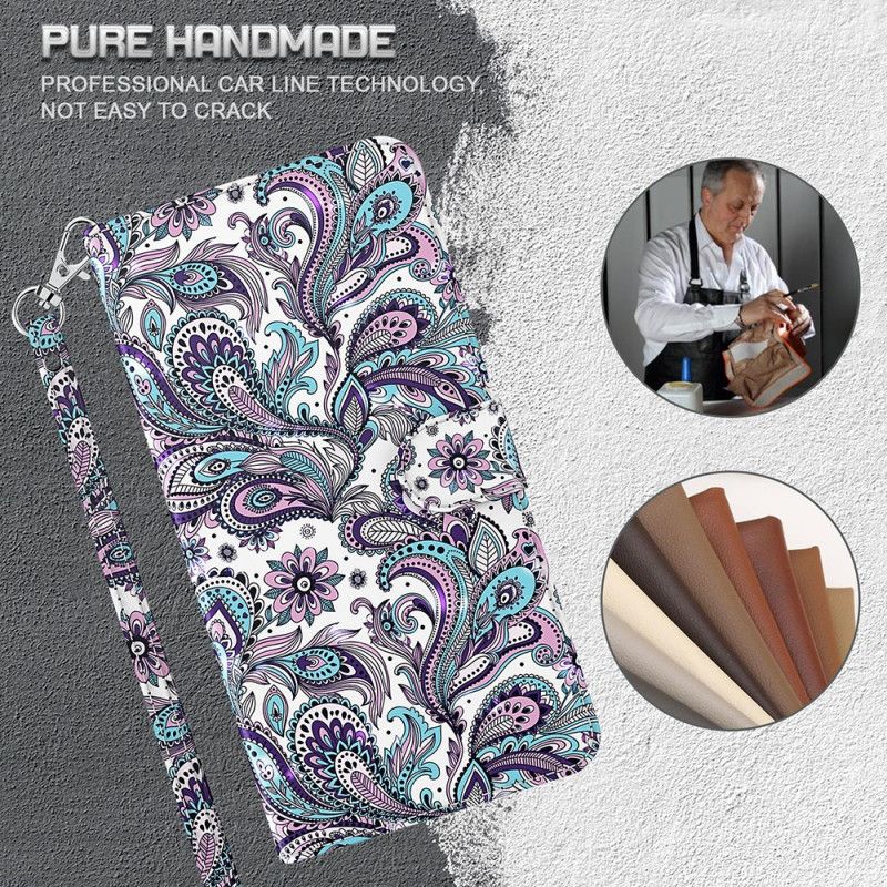 Leren Hoesje Voor Moto E20 / E30 / E40 Paisley-patroon