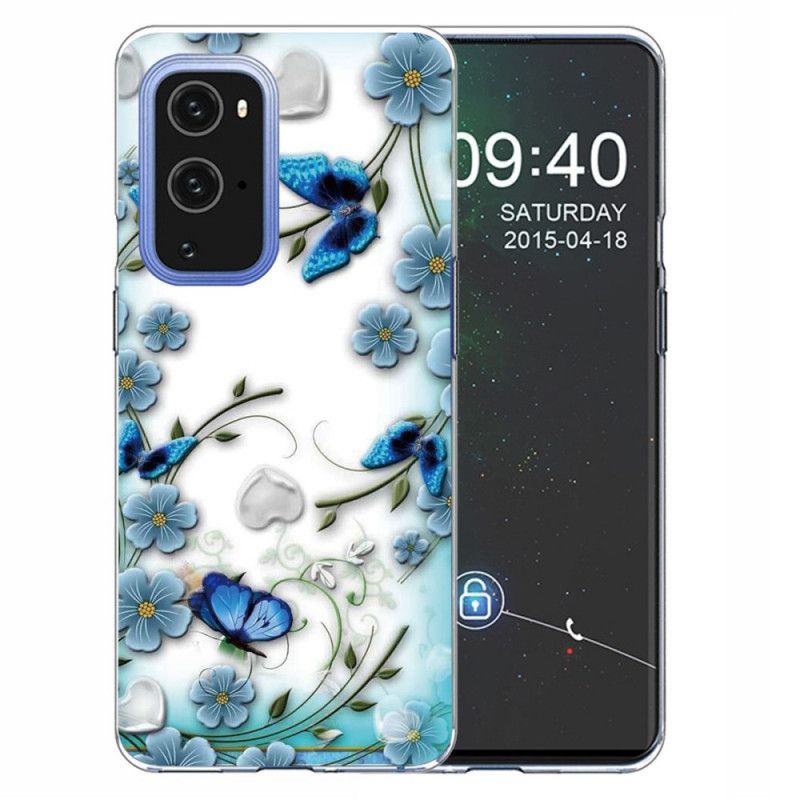 Case Hoesje OnePlus 9 Pro Telefoonhoesje Retro Vlinders En Bloemen