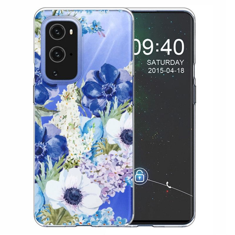 Hoesje OnePlus 9 Pro Aquarel Blauwe Bloemen