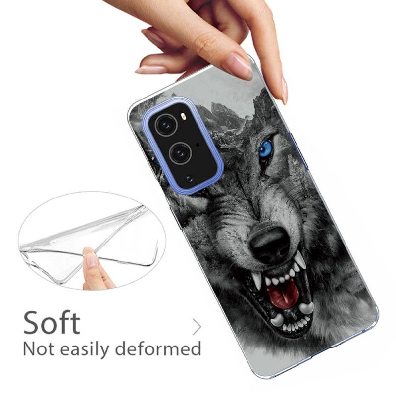 Hoesje OnePlus 9 Pro Grijs Zwart Sublieme Wolf