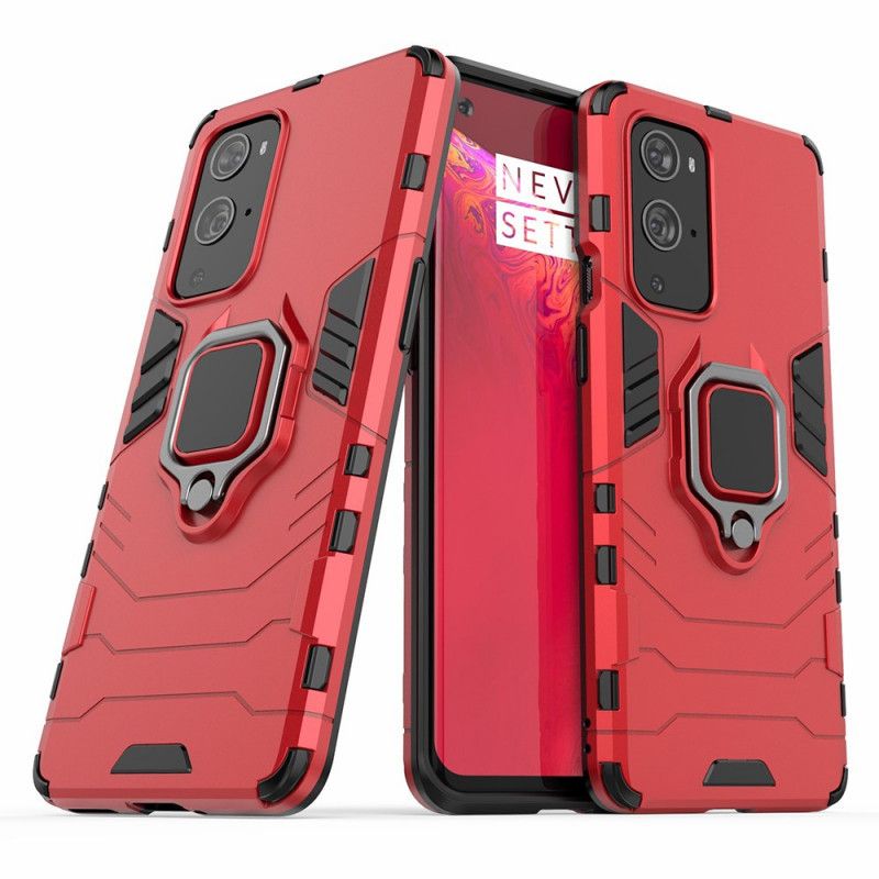 Hoesje OnePlus 9 Pro Rood Zwart Resistente Ring