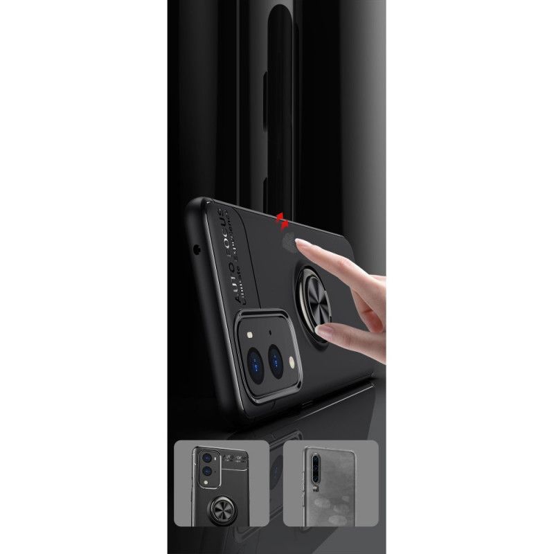 Hoesje OnePlus 9 Pro Rood Zwart Roterende Ring