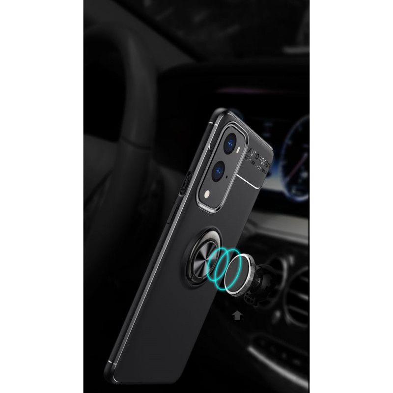Hoesje OnePlus 9 Pro Rood Zwart Roterende Ring