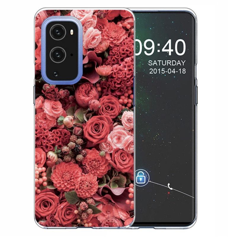 Hoesje OnePlus 9 Pro Roze Rood Intense Bloemen