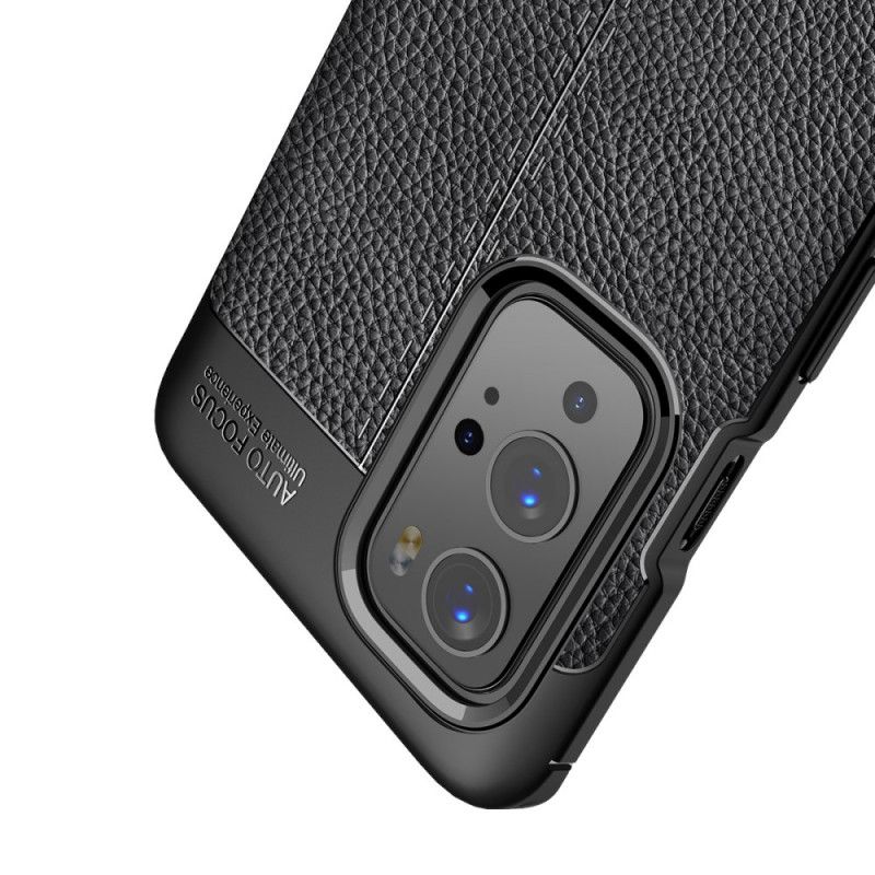 Hoesje voor OnePlus 9 Pro Rood Zwart Dubbellijns Lychee Leereffect