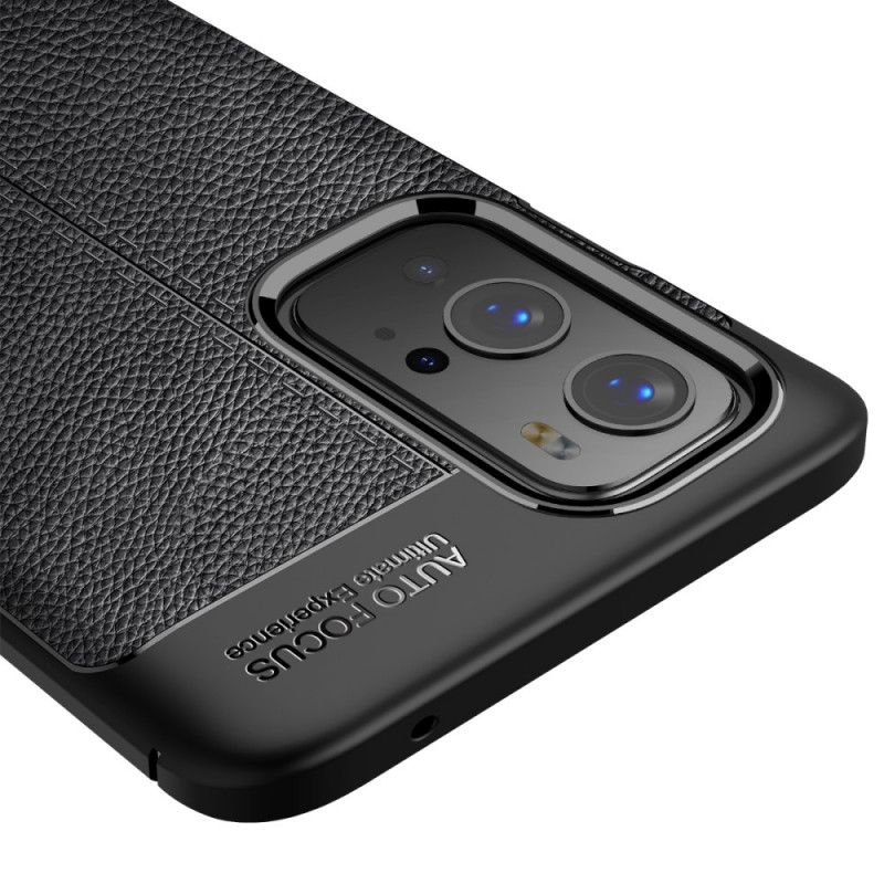 Hoesje voor OnePlus 9 Pro Rood Zwart Dubbellijns Lychee Leereffect