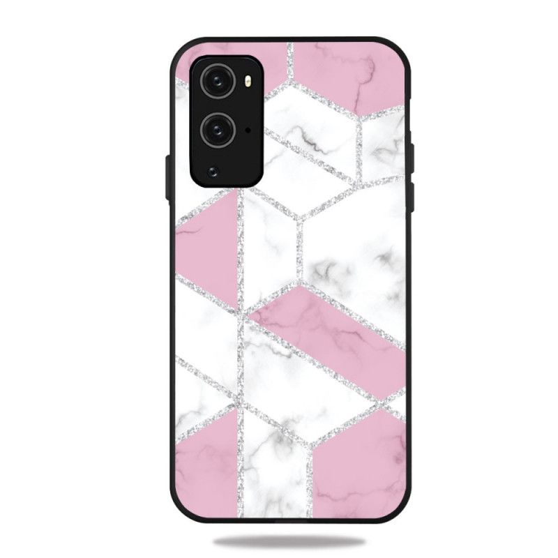 Hoesje voor OnePlus 9 Pro Roze Wit Marmeren Glitter