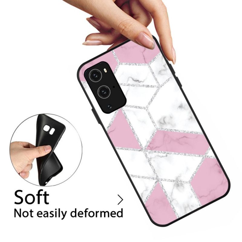 Hoesje voor OnePlus 9 Pro Roze Wit Marmeren Glitter