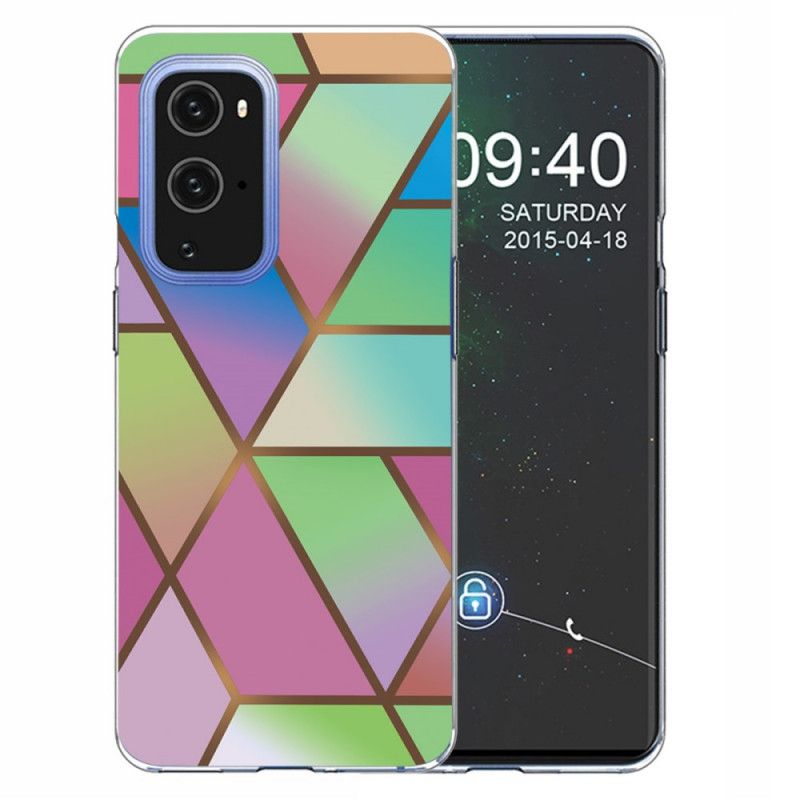 Hoesje voor OnePlus 9 Pro Wit Zwart Geometrisch Marmer