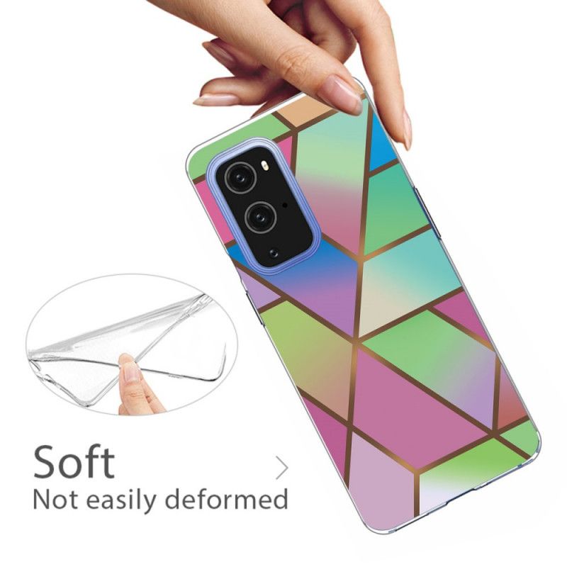 Hoesje voor OnePlus 9 Pro Wit Zwart Geometrisch Marmer