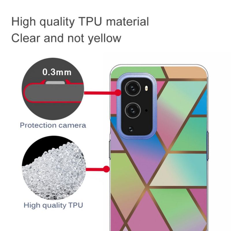 Hoesje voor OnePlus 9 Pro Wit Zwart Geometrisch Marmer