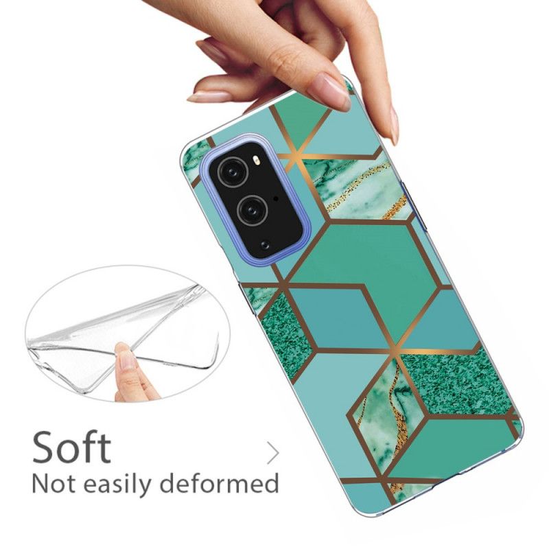 Hoesje voor OnePlus 9 Pro Wit Zwart Geometrisch Marmer