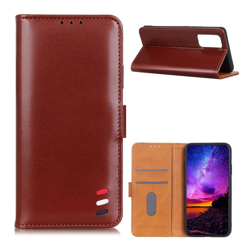 Leren Hoesje OnePlus 9 Pro Rood Zwart Driekleurig Leereffect