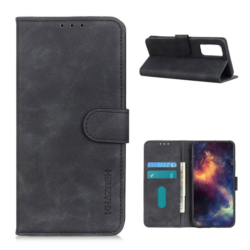 Leren Hoesje OnePlus 9 Pro Rood Zwart Telefoonhoesje Vintage Khazneh Leereffect