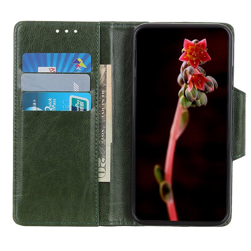 Leren Hoesje OnePlus 9 Pro Wit Zwart Mat Kunstleer Zilveren Sluiting