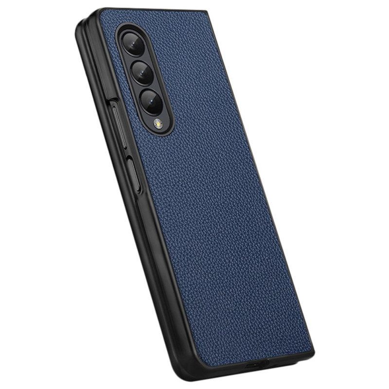 Hoesje voor Samsung Galaxy Z Fold 4 Litchi Echt Leer