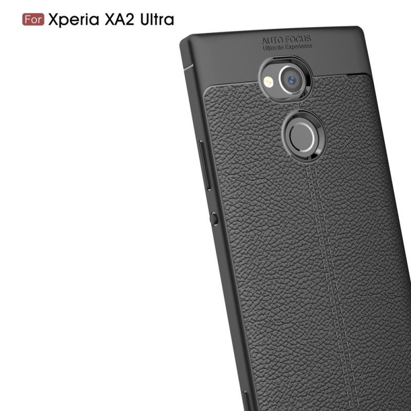 Hoesje voor Sony Xperia XA2 Ultra Rood Grijs Dubbellijns Lychee Leereffect