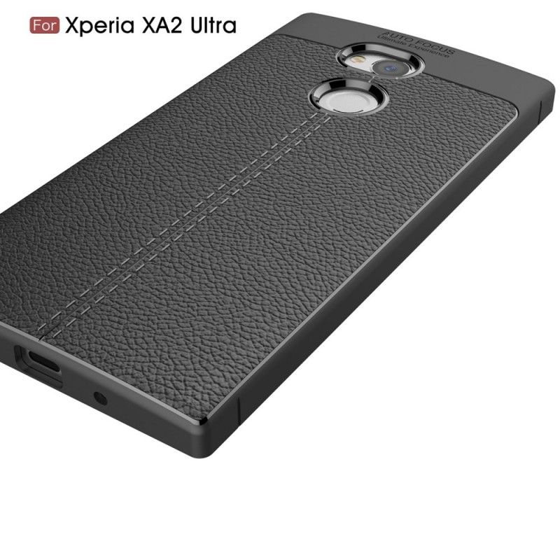 Hoesje voor Sony Xperia XA2 Ultra Rood Grijs Dubbellijns Lychee Leereffect