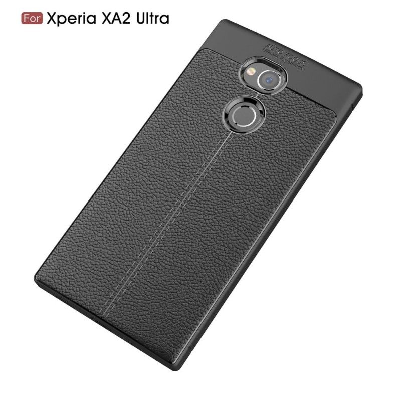 Hoesje voor Sony Xperia XA2 Ultra Rood Grijs Dubbellijns Lychee Leereffect