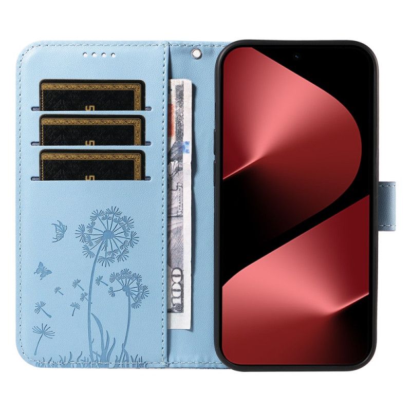 Flip Case Leren Huawei Pura 80 Pro Paardenbloempatroon En Bandje