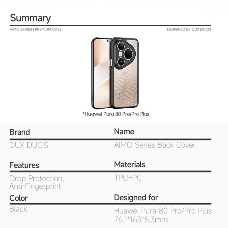 Hoesje Huawei Pura 80 Pro Aimo-serie Dux Ducis
