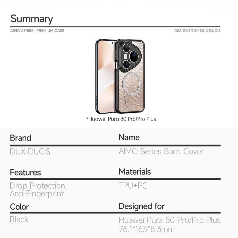 Hoesje Huawei Pura 80 Pro Magsafe Aimo-serie Dux Ducis Bescherming Hoesje